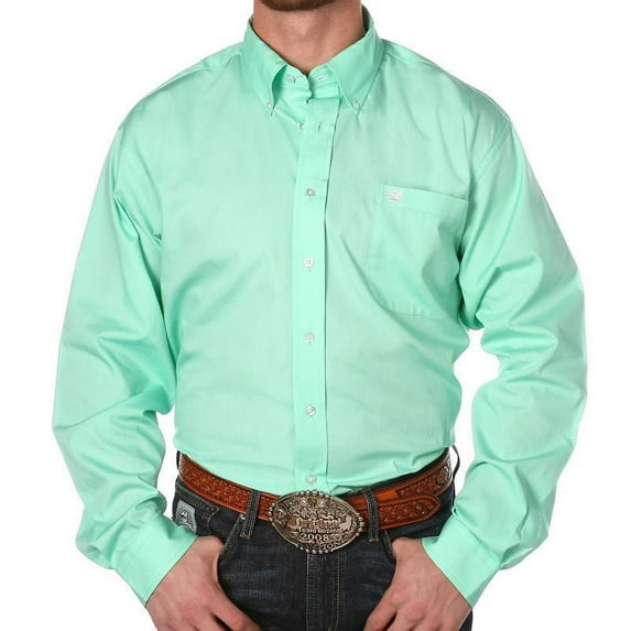Cinch Mens Long Sleeve Mint Green Button Down Shirt