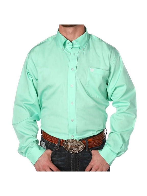 Cinch Mens Long Sleeve Mint Green Button Down Shirt