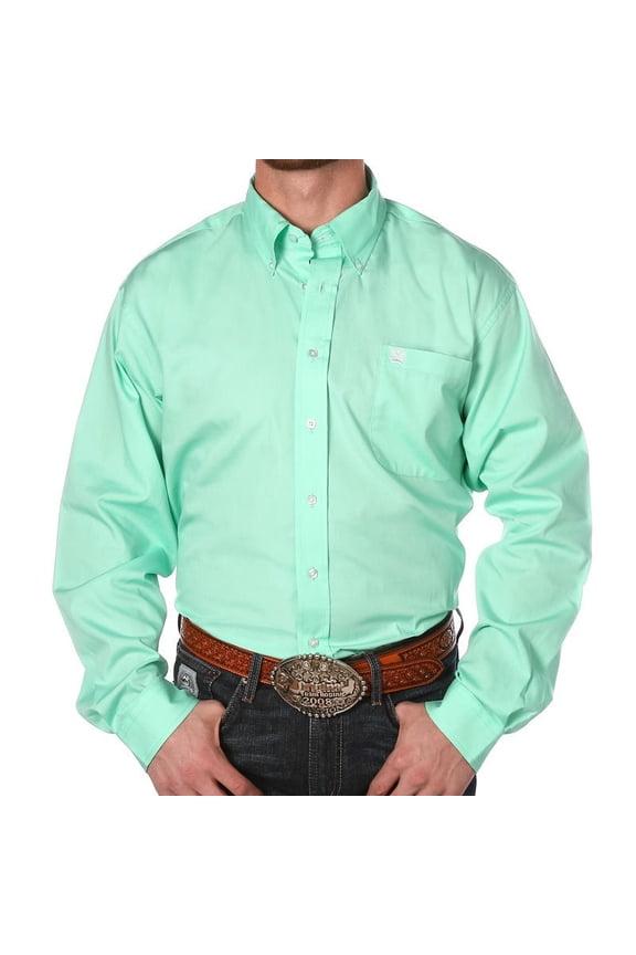 Cinch Mens Long Sleeve Mint Green Button Down Shirt