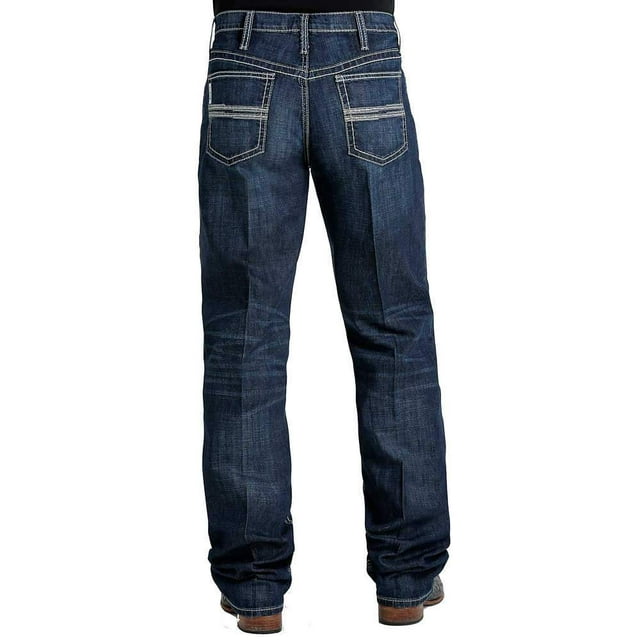 Cinch Men's White Label Performance Dark Relaxed Straight Stretch Denim Jeans Indigo 34W x 36L  US