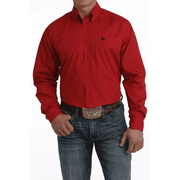Cinch Red Geometric Print - Mens Shirt - Mtw1105729