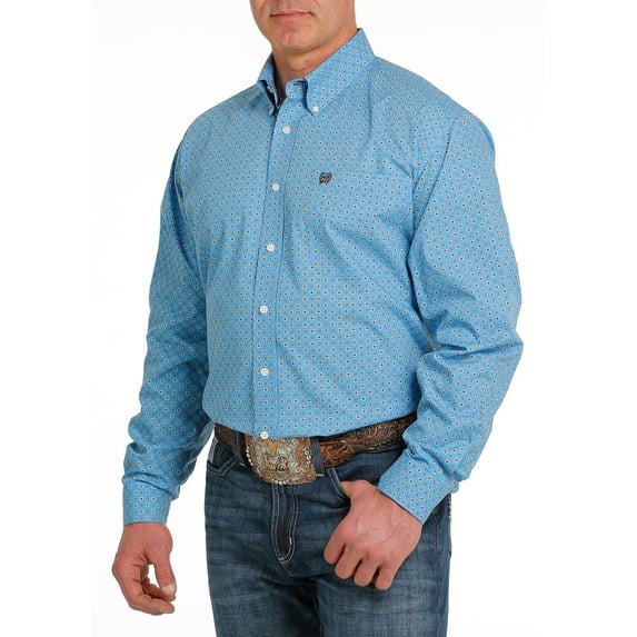 Cinch Skye Blue Geometric Print - Mens Shirt - Mtw1105542