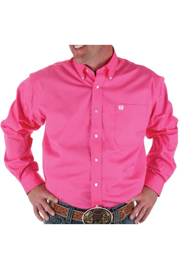 Cinch Mens Long Sleeve Pink Pinpoint Shirt