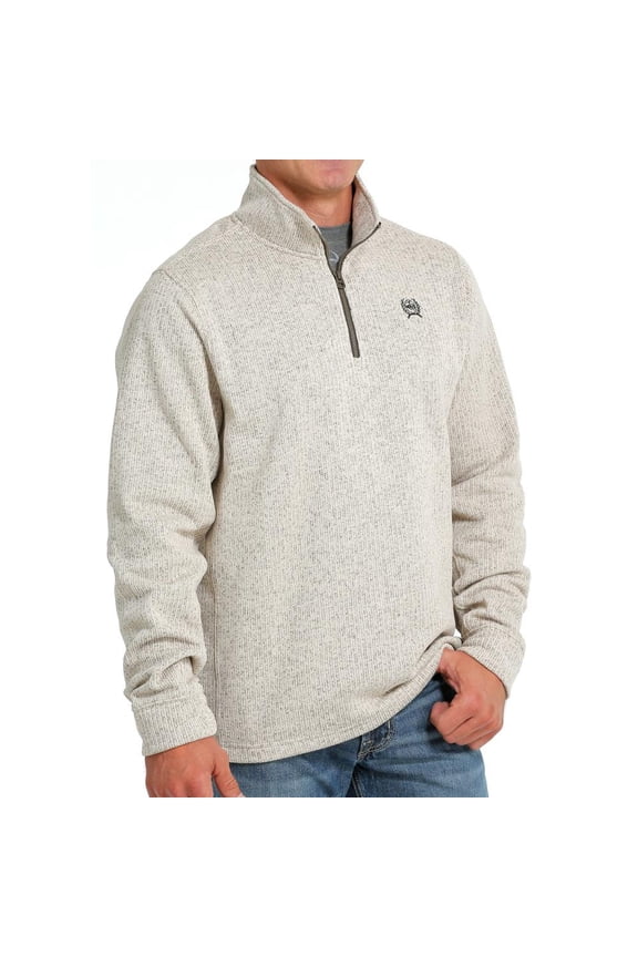 Cinch Western Sweater Mens 1/4 Zip Knit Pullover XS Stone MWK1080013