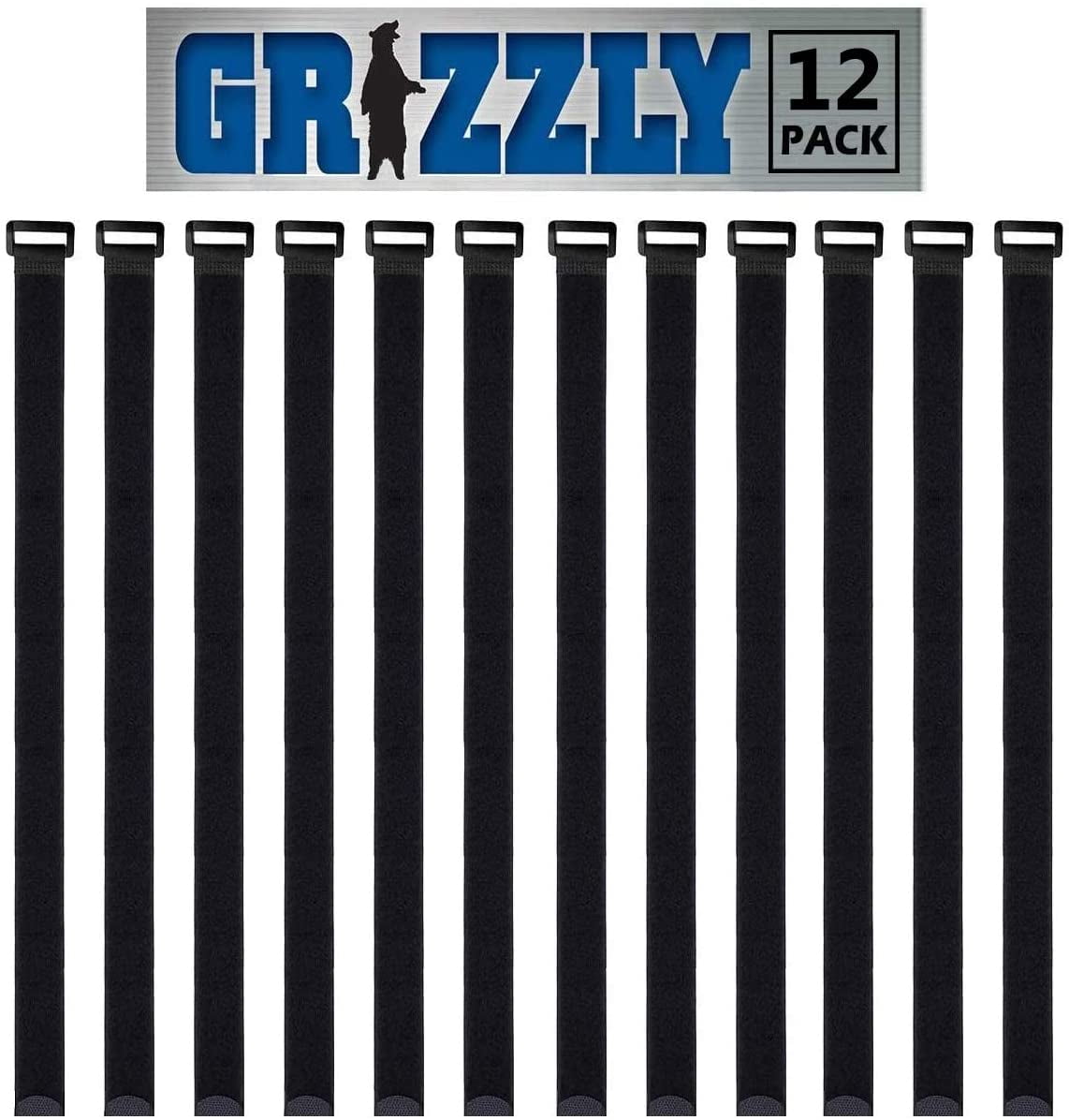 OFFICEWERKS Cinch Straps, Reusable Black Nylon Cable/Securing Straps, 12 Pack of 24" x 1" Inch