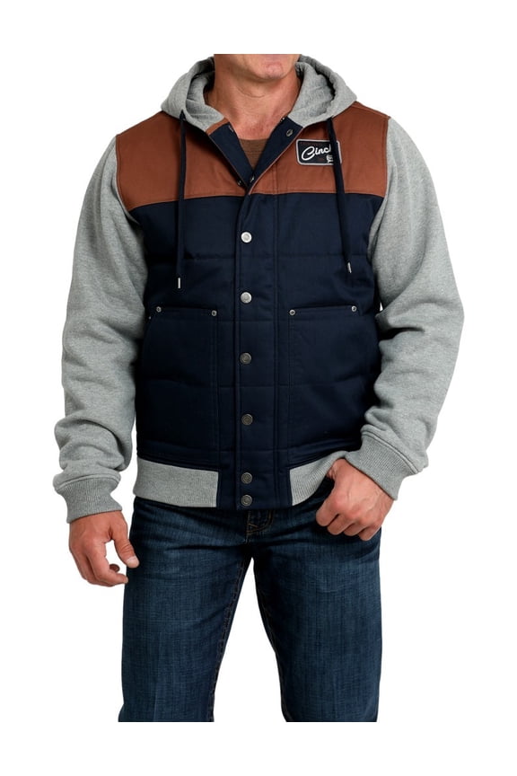 Cinch Western Jacket Mens Blocked Hoodie Snap L Multi-Color MWJ1092004