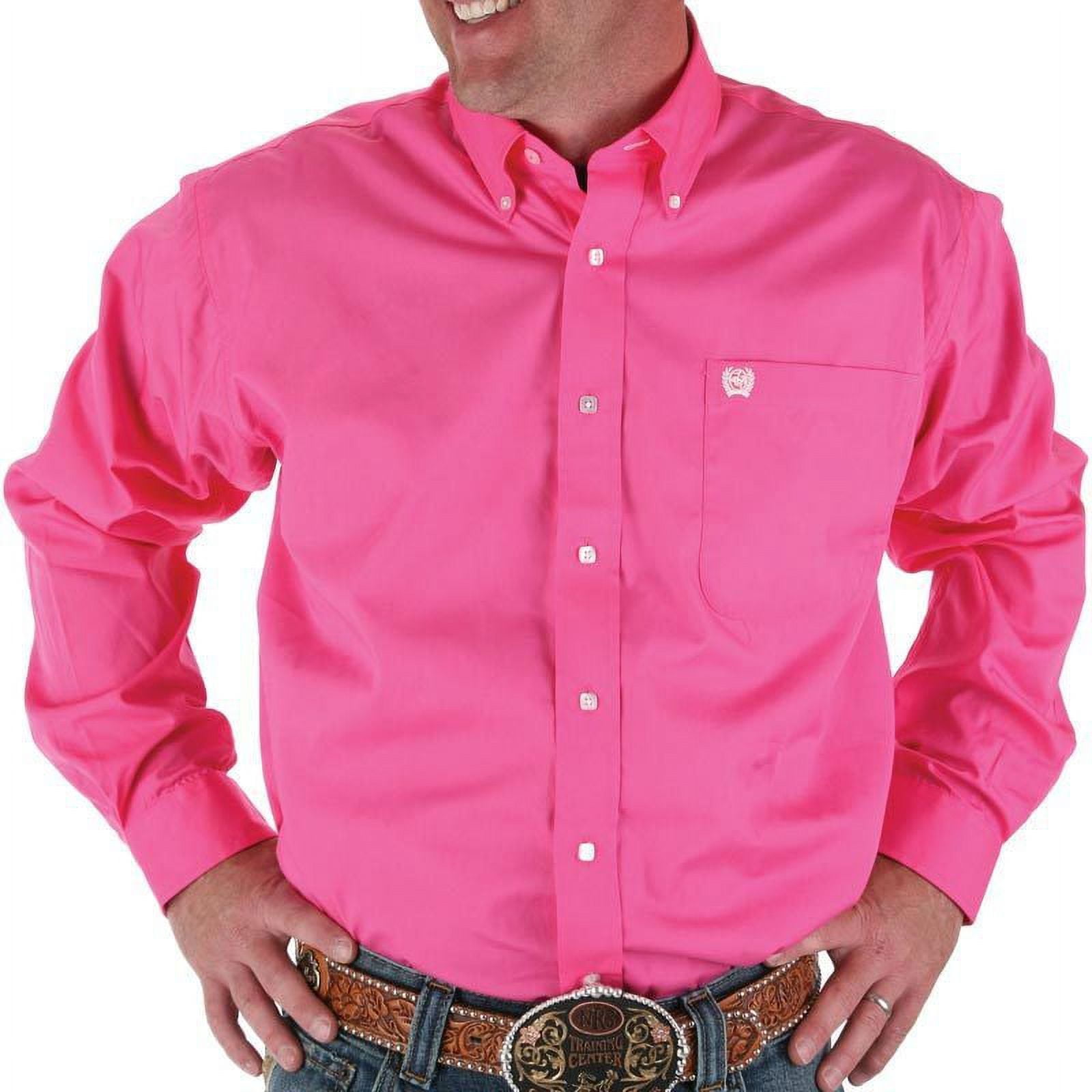 Cinch Men's Long Sleeve Solid Button Down Shirt - Pink - M