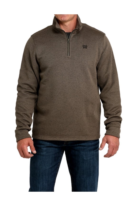 Cinch Western Sweatshirt Mens Solid Knit 1/4 Zip XL Brown MWK1080017