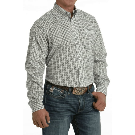 Cinch White Geometric Print - Mens Shirt - Mtw1105744