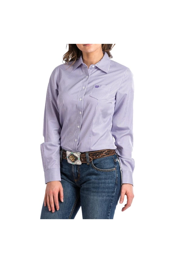 Cinch Women's Printed Long Sleeve Shirt, Purple, S