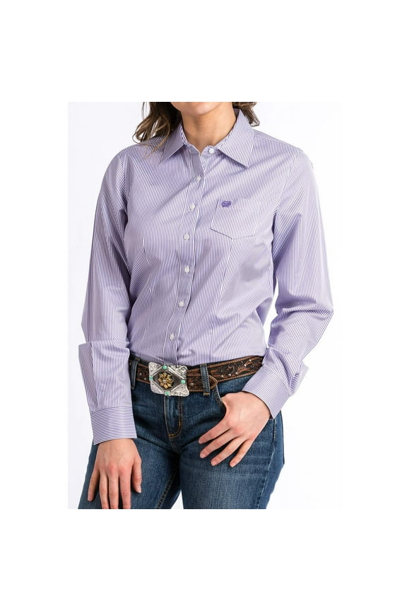 Cinch Women's Printed Long Sleeve Shirt, Purple, X-Small