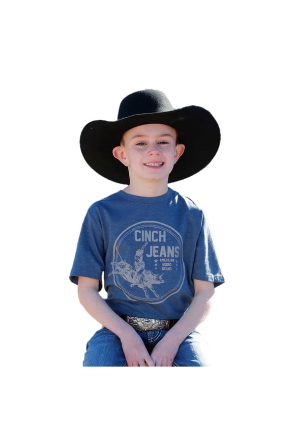 Cinch Youth Boy's Circle Logo Graphic Short Sleeve Navy Shirt MTT7670156