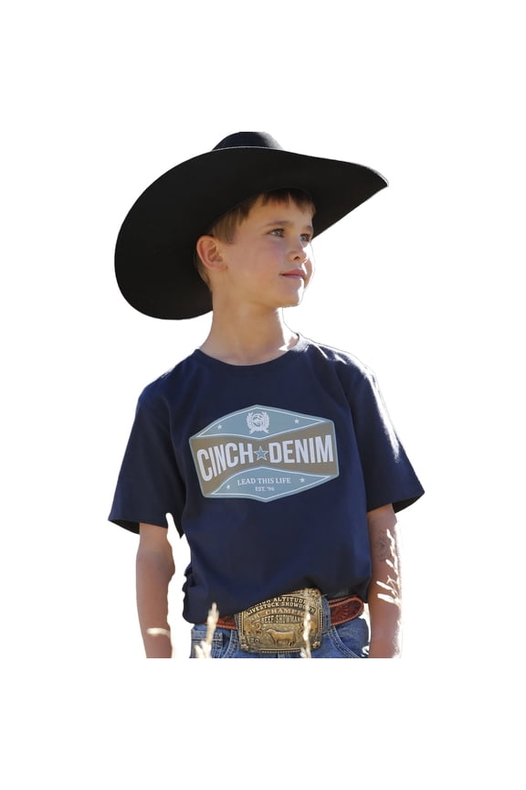 Cinch Youth Boy's Short Sleeve Navy Blue T-Shirt MTT7670149
