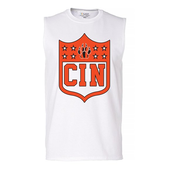 Cinci Shield Men's Muscle Shirt Game Day Fantasy Football Fan Queen City Paw