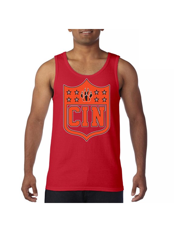 Cinci Shield Men's Tank Top Game Day Fantasy Football Fan Queen City Paw