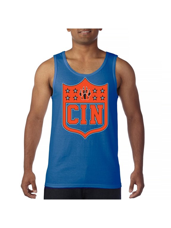 Cinci Shield Men's Tank Top Game Day Fantasy Football Fan Queen City Paw