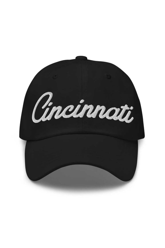 Cincinnati Baseball Cap Cincinnati Dad Hat Bold Script New York NY Hat Embroidered Souvenir Gift Black