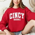 thumbnail image 1 of Cincinnati Baseball Game Day Sweatshirt, Retro Varsity Crewneck, Unisex Red Fan Pullover Sweater, 1 of 5