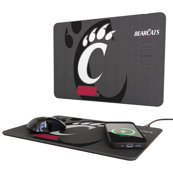 Keyscaper Cincinnati Bearcats 15W Fast Wireless Charger and Mouse Pad