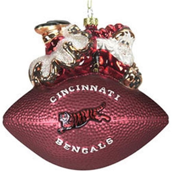 Cincinnati Bengals 5 1/2" Peggy Abrams Glass Football Ornament