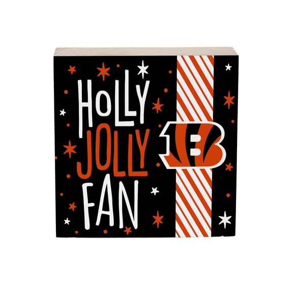Cincinnati Bengals 6" Holiday Wood Plock Shelf Sign