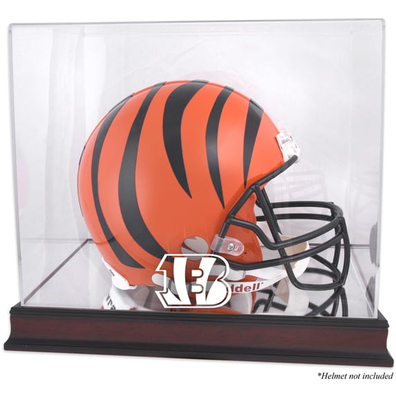 Cincinnati Bengals Mahogany Helmet Logo Display Case with Mirror Back