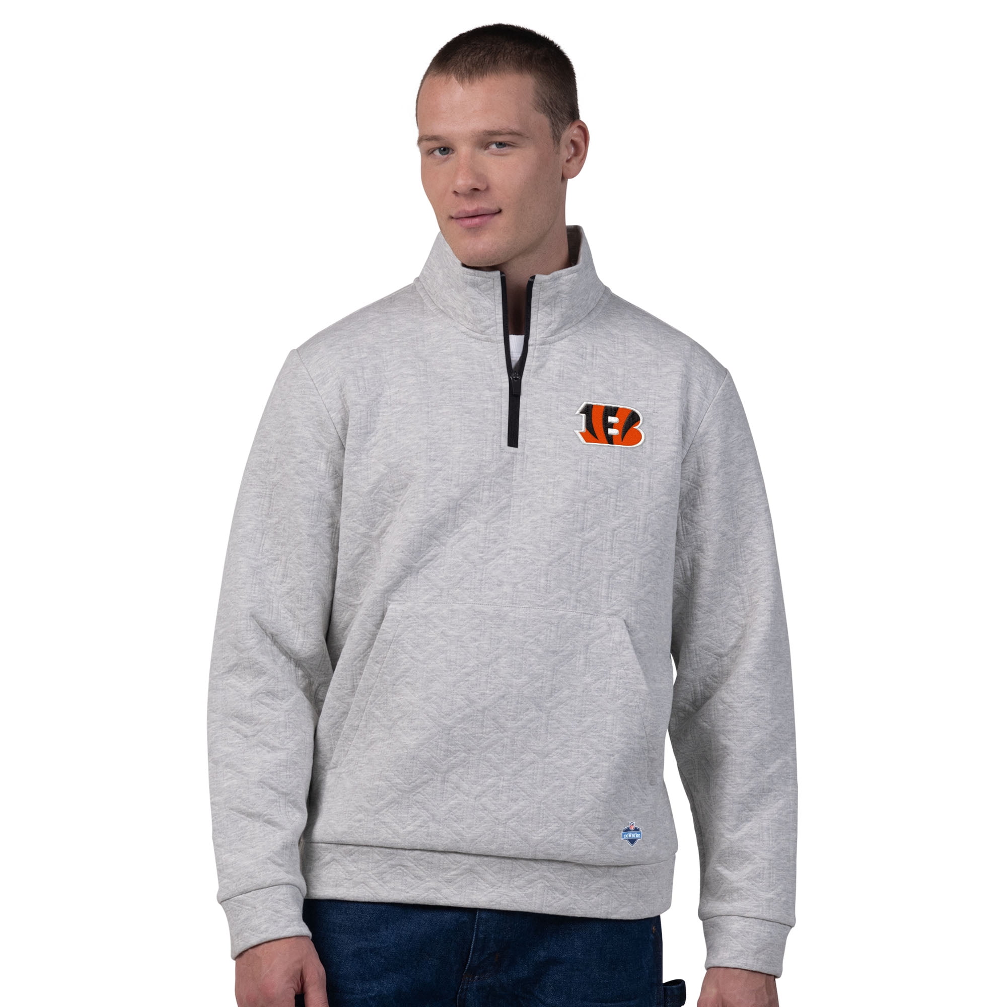 Cincinnati Bengals Men's NFL Combine Textured 1/4 Zip Pullover Longsleeve Fleece