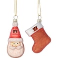 thumbnail image 1 of Cincinnati Bengals Two-Pack Santa & Stocking Blown Glass Ornament Set, 1 of 1