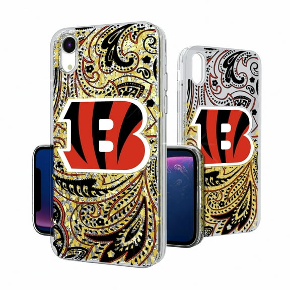 Cincinnati Bengals iPhone Paisley Design Glitter Case