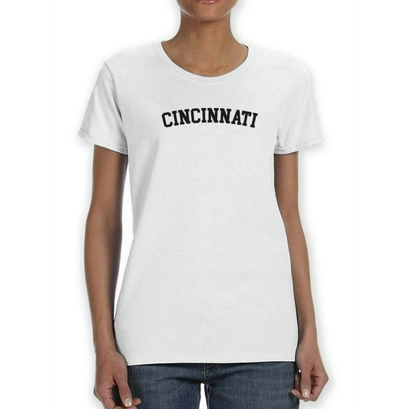 Cincinnati Black Text Women White T-Shirt, Female Small