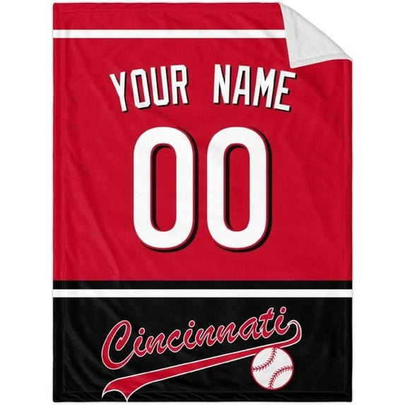 Cincinnati Blanket Throw Blanket Custom Any Name and Any Number Gifts for Men Women Baby