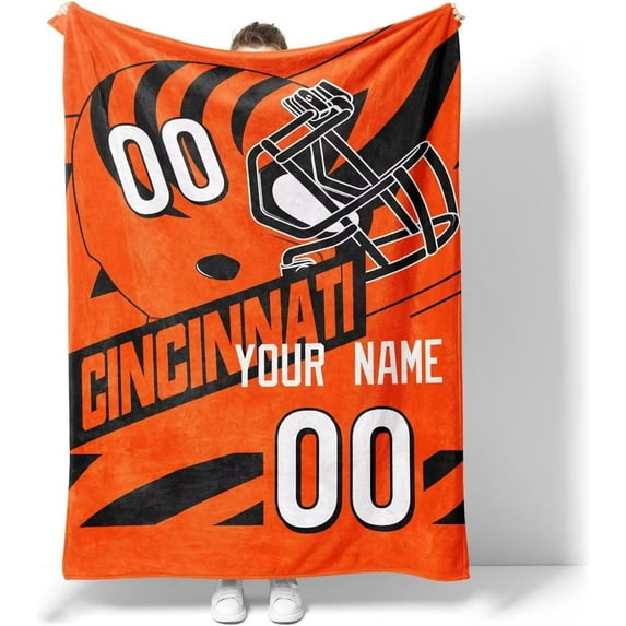 Cincinnati Blanket for Men Women Boy Custom Name and Number Throw Blanket Gifts