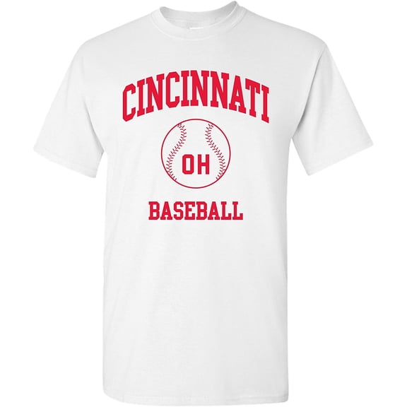 Cincinnati Classic Baseball Arch Basic Cotton T-Shirt - Medium - White