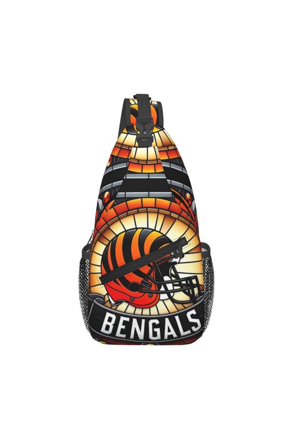 Cincinnati Crossbody Chest Bag, Zipper Sports Crossbody Bag, American Football Pattern Chest Bag, Men'S And Women'S Fashionable Crossbody Backpack, Travel And Hiking Chest Bag, Fan Gift