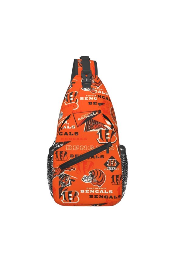 Cincinnati Crossbody Chest Bag, Zipper Sports Crossbody Bag, American Football Pattern Chest Bag, Men'S And Women'S Fashionable Crossbody Backpack, Travel And Hiking Chest Bag, Fan Gift