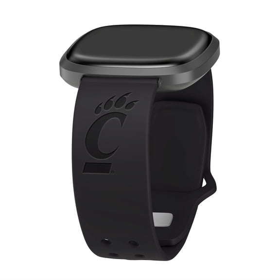 Cincinnati Engraved Silicone Unisex Watch Band for Fitbit Versa 3 and Sense (Black) by Affinity Bands