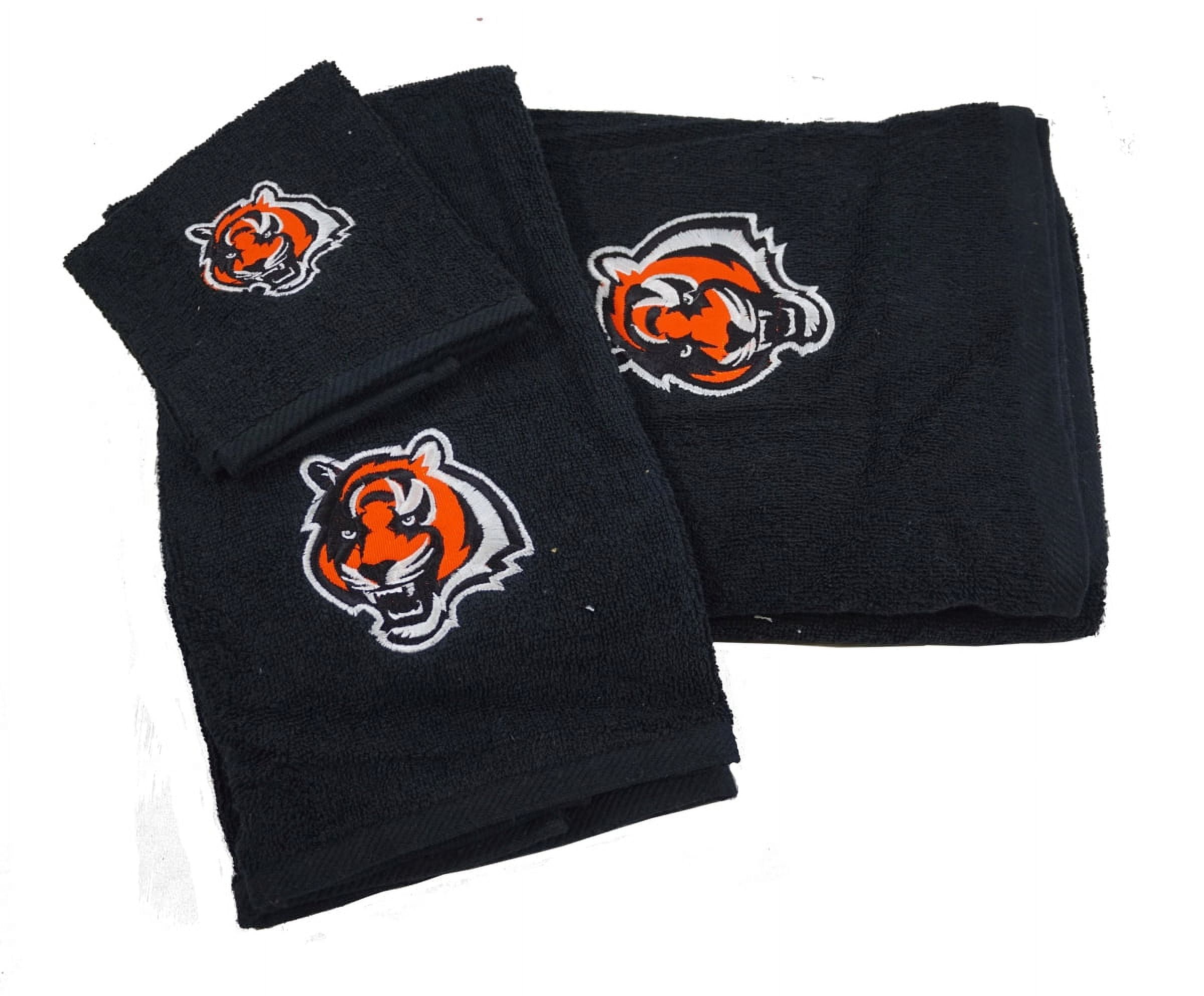 Cincinnati Football Bengals 3 PC Embroidered Bathroom Towel Set Includes Bath Towel, Hand