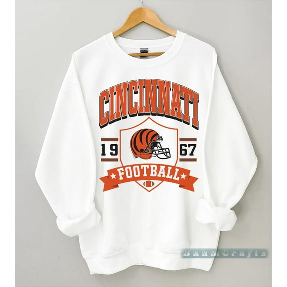 Cincinnati Football Sweatshirt, Vintage American Crewneck, Football Fan Gifts, Game Day Football Shirt, Custom Football Sweatshirt,White Color,Size 3XL