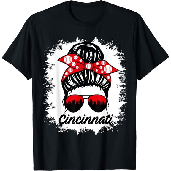 Cincinnati Lovers Messy Bun City Souvenir T-Shirt100% cotton