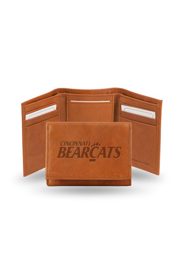 Cincinnati NCAA Bearcats Brown Leather Embossed Trifold Wallet