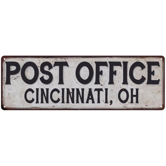 Cincinnati, Oh Post Office Metal Sign Vintage 8x24 108240011057