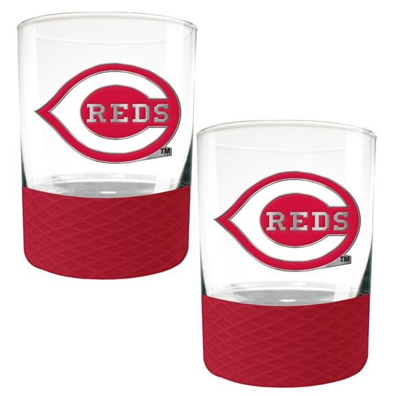 Cincinnati Reds 2-Pack 14oz. Rocks Glass Set with Silcone Grip