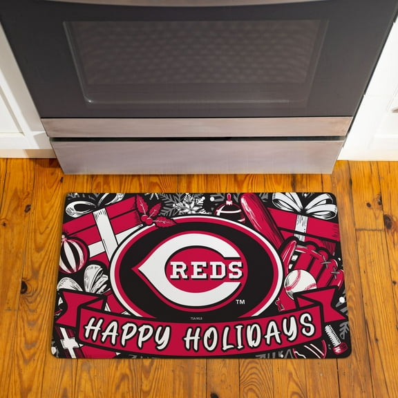Cincinnati Reds 28" x 16" Happy Holidays Christmas Turf Door Mat