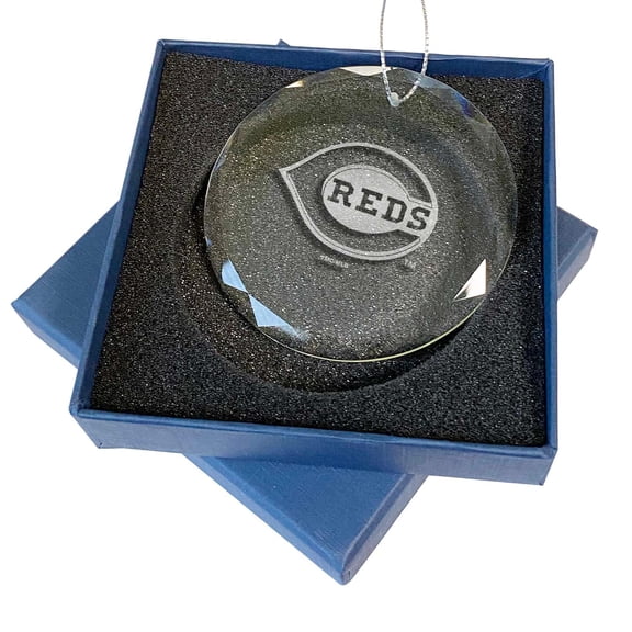Cincinnati Reds 3.25'' Laser Engraved Glass Ornament