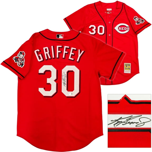 Cincinnati Reds Ken Griffey Jr. Autographed Red Authentic Mitchell & Ness 2005 Cooperstown Collection Jersey Size 44 Beckett BAS Witness 234582