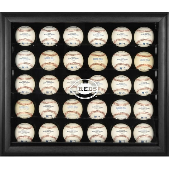 Cincinnati Reds Logo Black Framed 30-Ball Display Case