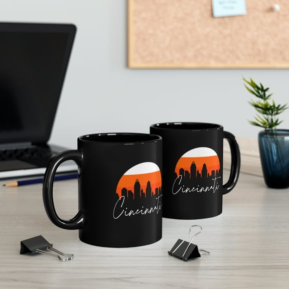 Cincinnati Skyline Coffee Mug - 11oz Black Ceramic Mug