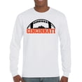 thumbnail image 1 of Cincinnati Skyline Football Long Sleeve T-shirt Bleed Orange and Black Game Day Fantasy League Champions Tailgating, 1 of 7