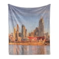 thumbnail image 1 of Cincinnati Soft Flannel Fleece Throw Blanket, Alleyway Landline Buildings near the Stadium Waterfront Orange Grey Hues City, Cozy Plush for Indoor and Outdoor Use, 50" x 60", Multicolor, by Ambesonne, 1 of 5