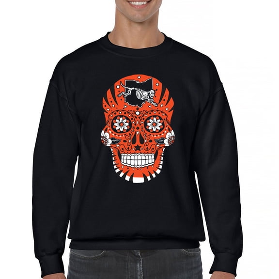 Cincinnati Sugar Skull Crewneck Sweatshirt Die-Hard OH Football Fan Tailgating